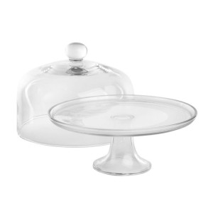 Patera na ciasto szklana z kloszem Edwanex 30 cm