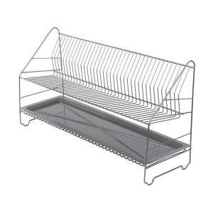 Suszarka do naczyń dwupoziomowa 80 cm srebrna z tacką