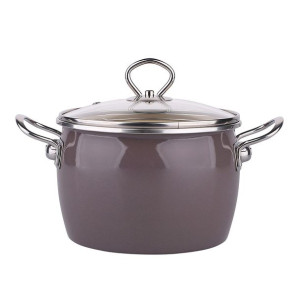 Garnek emaliowany z pokrywką Silesia Balbina Taupe 3,3 l