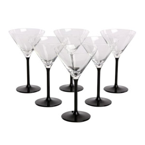 Kieliszki do martini Onyx z czarną nóżką 260 ml, komplet 6 szt.