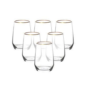 Komplet 6 szklanek do wody / do drinków / do napojów Rubin Gold 450 ml