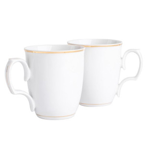Kubki porcelanowe MariaPaula Złota Linia białe 360 ml, 2 szt.