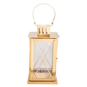 Lampion / latarnia / latarenka ozdobna wisząca metalowa złota 30 cm