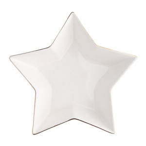 Salaterka półmisek porcelanowy Gwiazdka ze złotą linią 26 cm