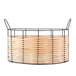 Koszyk Metalowy Ze Słomkowym Wykończeniem 40x26,5x24,5 Cm Bz