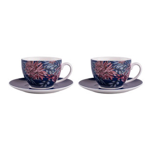 Filiżanki do kawy i herbaty porcelanowe ze spodkami Margo 200 ml, 2 szt.