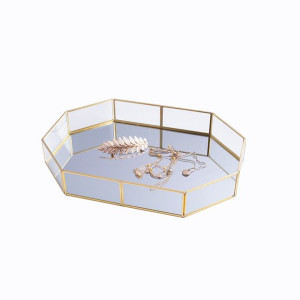 Taca dekoracyjna lustrzana Golden Honey szklana 30 x 20 cm