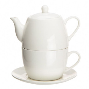 Zestaw do herbaty porcelanowy Tea for One Regular kremowy
