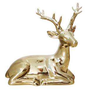 Figurka Porcelanowa Renifer 18x20x21 Cm Złoty