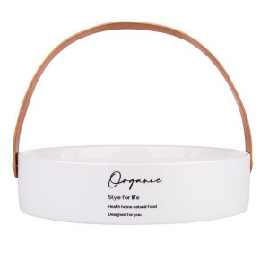 Salaterka / miska / naczynie porcelanowe okrągłe Organic ze skórzaną rączką