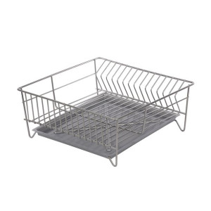 Suszarka do naczyń / zlewozmywakowa kwadratowa Metpol 32 cm srebrna z tacką