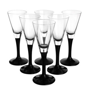 Komplet 6 kieliszków do likieru Onyx z czarną nóżką 50 ml