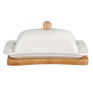 Maselniczka porcelanowa Regular kremowa 19 cm