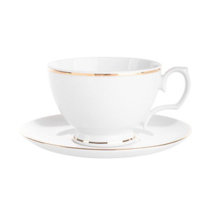 Filiżanka do kawy i herbaty porcelanowa ze spodkiem MariaPaula Złota Linia