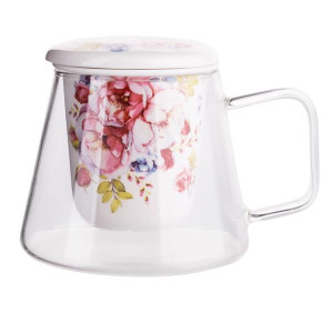 Scarlett Kubek Szklany Z Porcelanowym Zaparzaczem I Pokrywką 300 Ml Color B