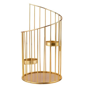 Świecznik Metalowy Na 2 Tealighty 15x15x27,5 Cm Złoty Bz