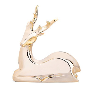 Figurka Porcelanowa Renifer Modern Złota 14,5x6x16 Cm