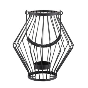 Świecznik Metalowy Szprosowy Z Uchwytem 19x19x20 Cm Czarny