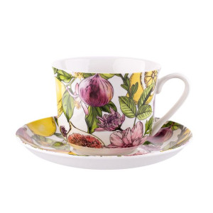 Filiżanka ze spodkiem porcelanowa Lemon 400 ml