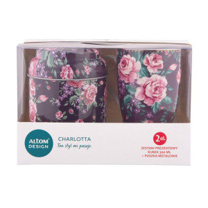 Charlotta Zestaw Prezentowy Kubek Porcelanowy 300ml Fioletowy Z Puszką 9 X
