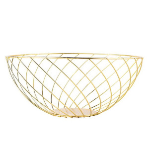 Koszyk metalowy / druciany na owoce złoty skręcony 28 cm