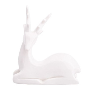 Figurka Porcelanowa Renifer Modern Biała 14,5x6x16 Cm