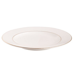 Talerz obiadowy porcelanowy MariaPaula Nova Ecru Złota Linia kremowy 26 cm