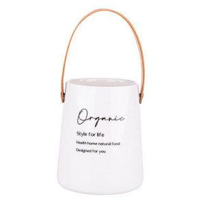 Organic Naczynie Porcelanowe Wysokie Ze Skórzaną Rączką 12x14 Cm