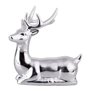Figurka Porcelanowa Renifer 13,5x7,5x14 Cm Srebrny