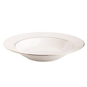 Talerz głęboki porcelanowy MariaPaula Nova Ecru Złota Linia kremowy 23 cm
