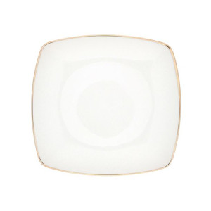 Talerz deserowy porcelanowy MariaPaula Moderna Gold biały 20,5 cm kwadratow