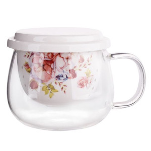 Scarlett Kubek Szklany Z Porcelanowym Zaparzaczem I Pokrywką 220 Ml Color B