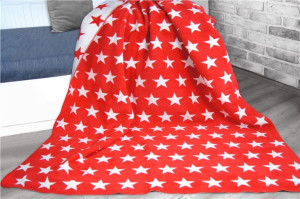 Koc "greno" glamour coll. 150x200 red stars