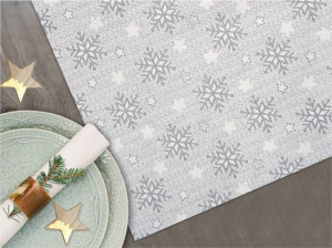 Obrus "greno" noel 50x100 srebrny gwiazdka