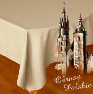 Obrus polski "greno" 50x100 jasny len