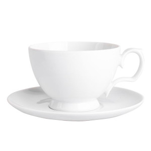 Filiżanka do herbaty i kawy porcelanowa ze spodkiem MariaPaula Biała 350 ml