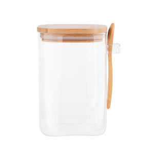 Słoik pojemnik na żywność szklany z pokrywką i łyżeczką 1000 ml