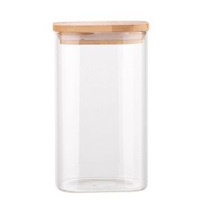 Słoik / pojemnik szklany na produkty sypkie z bambusową pokrywką 1350 ml
