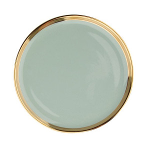 Talerz deserowy porcelanowy Aurora Gold jasna zieleń 20 cm