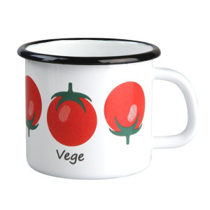 Modern Vege Pomidor Kubek Emaliowany 0,45l Śr.9cm Wys.9cm Biały