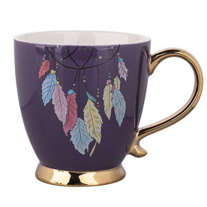 Filiżanka porcelanowa Exotic Pióra fioletowa 400 ml