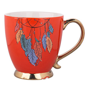 Filiżanka porcelanowa Exotic Pióra pomarańczowa 400 ml