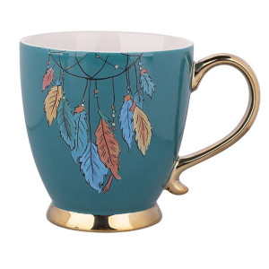 Filiżanka porcelanowa Exotic Pióra niebieska 400 ml