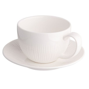 Filiżanka ze spodkiem porcelanowa Alessia Ecru kremowa 250 ml