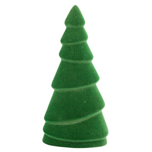 Figurka Choinka Z Welurowym Wykończeniem Zielona 9x9x23,5 Cm Bz