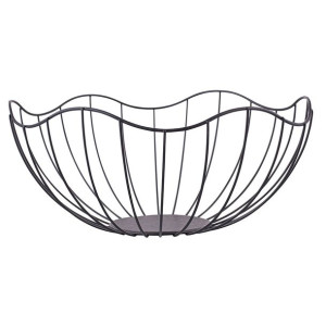 Koszyk metalowy / druciany na owoce czarny kwiat 28 cm