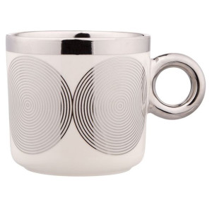 Kubek do kawy i herbaty porcelanowy Palazzo Srebrne Koła 350 ml