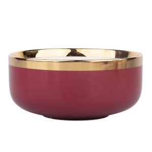 Miska salaterka porcelanowa Aurora Gold Bordowa 14 cm