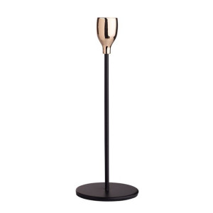 Świecznik metalowy czarno-złoty 22,5 cm