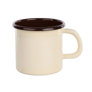 Kubek Emaliowany 0,8l Śr.10cm Wys.10,3cm Krem/ Ciemny Środek